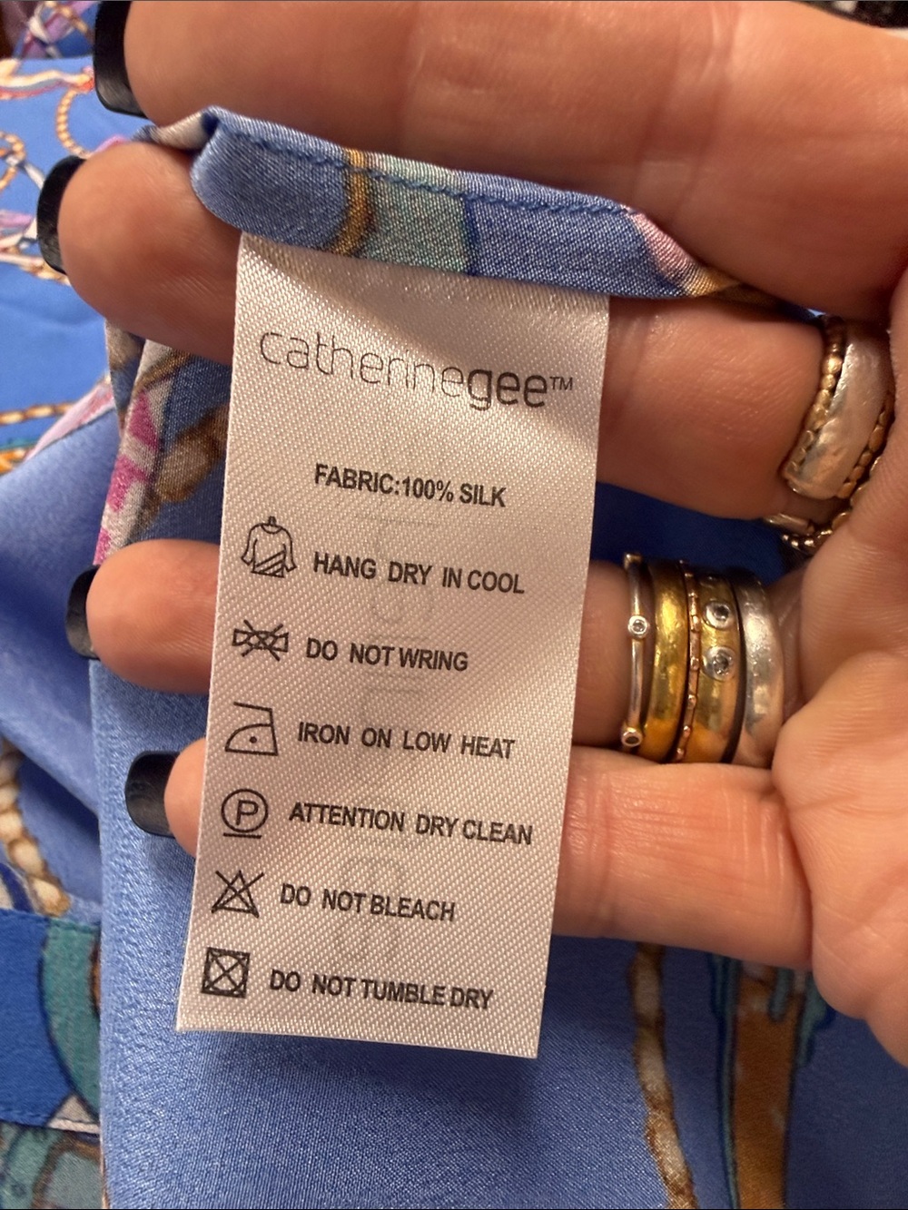 Catherine Gee NWT Daria Silk Shirt Dress in Blue Belt Size Large - Picture 13 of 14